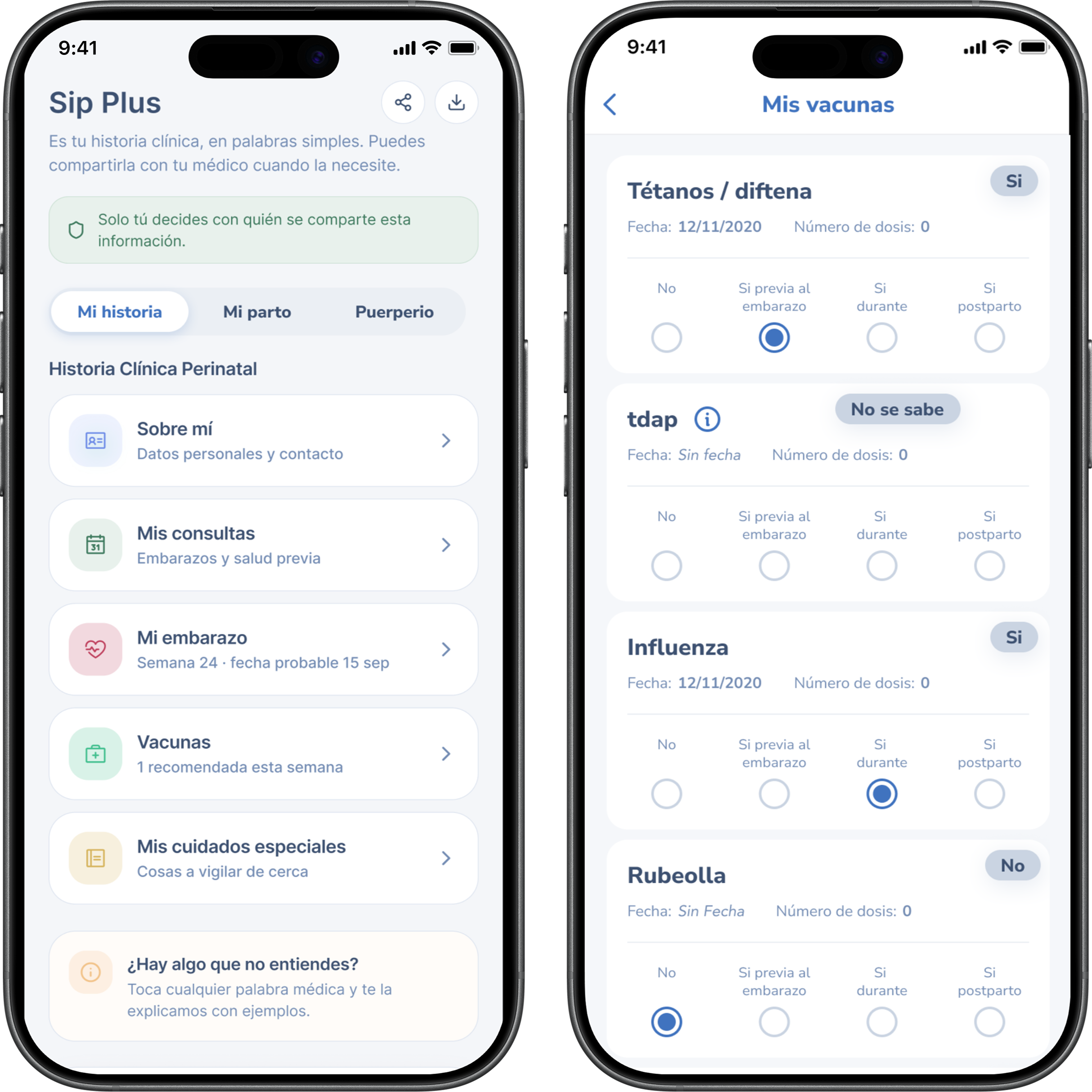MiSIP digital perinatal card and vaccines screen